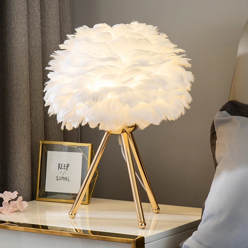 Lampe De Chevet Plume Blanche