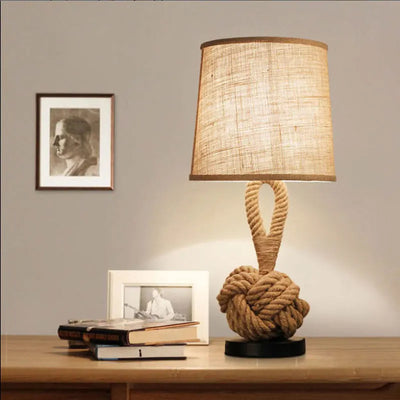 Lampe De Chevet Corde Et Bois