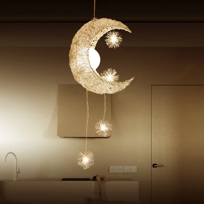 Lustre Suspension Lune Étoile