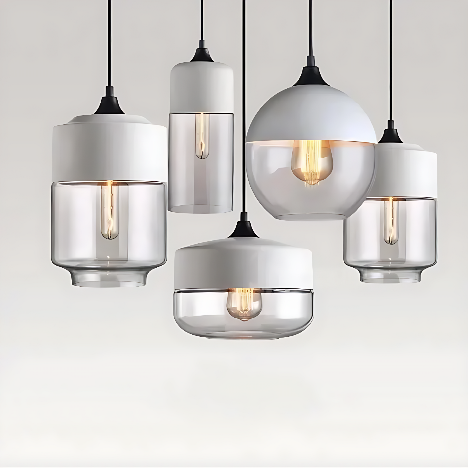 Lustre En Verre Blanc