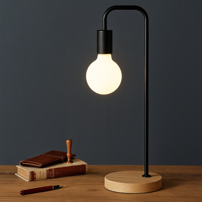 Lampe De Chevet Industriel Bois