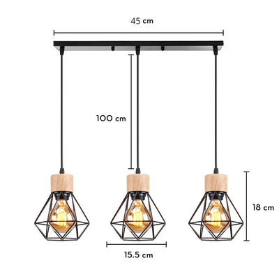 Lustre Suspension Bois Et Métal