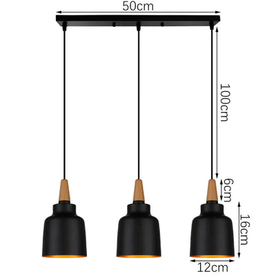 Lustre Suspension Bois Et Noir