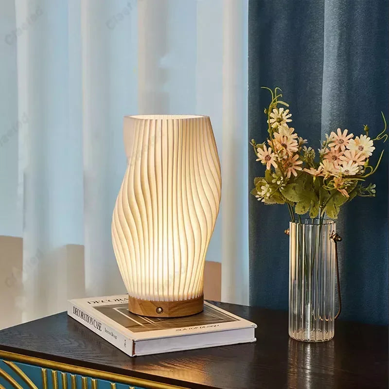 Lampe De Chevet Originale En Bois