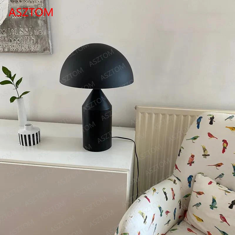 Dia25cm Black White Gold table Lamp Creative mushroom Lamp for Bedroom Study Living Room Decoration Desk lamp