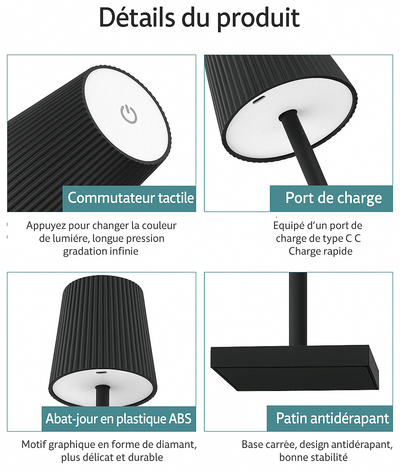 Lampe De Chevet Noir Tactile